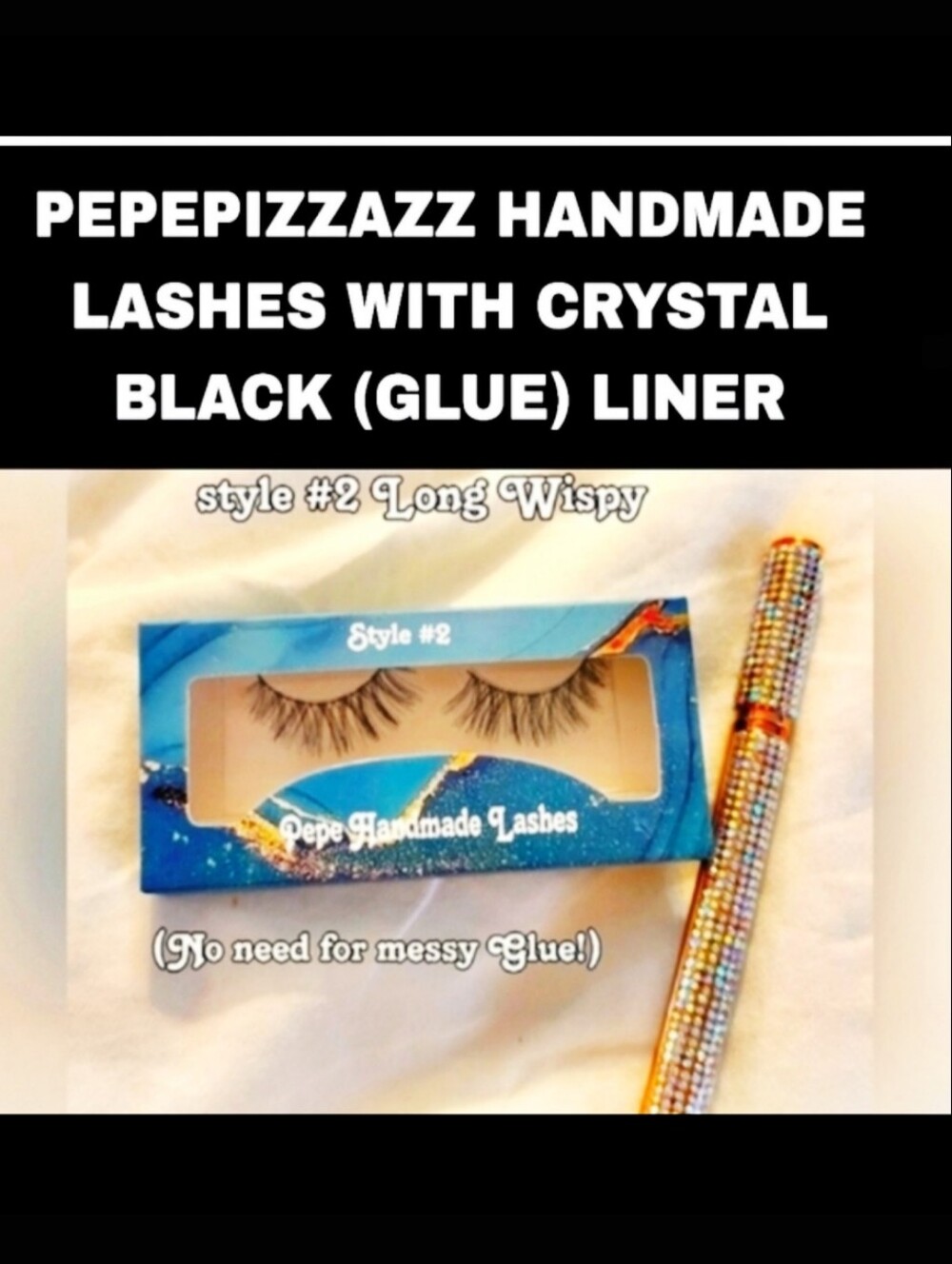 GORGEOUS LONG WISPY LASHES HANDMADE W/ BLACK Waterproof STICKY LINER PEN (glue)